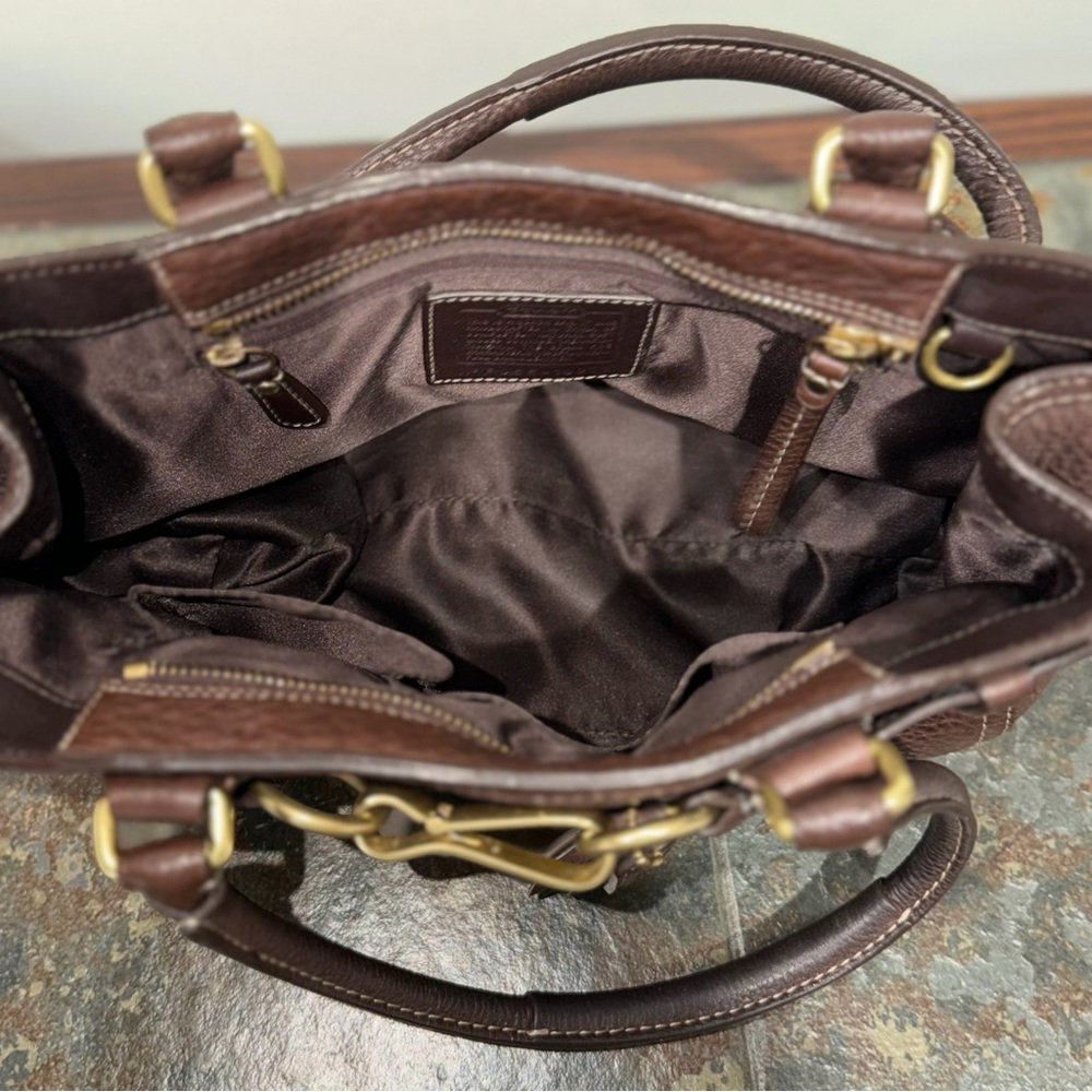 Vintage Coach Hampton Chocolate Brown Pebbled Leather Satchel Bag - Picture 7 of 14